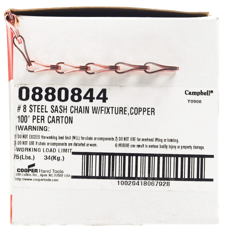 CHAIN SASH#8 COPR 100′ Supply
