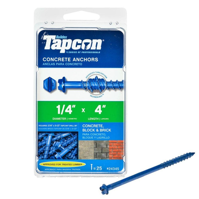 CON SCREW HX 1/4X4″ 25PK Hot on Sale