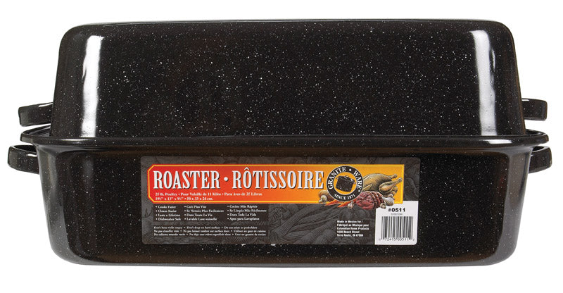 COVERED ROASTER BLK 25LB Fashion