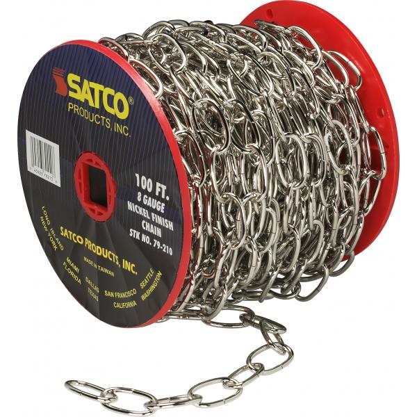 100′ REEL CHAIN NICKEL 8 GAUGE on Sale