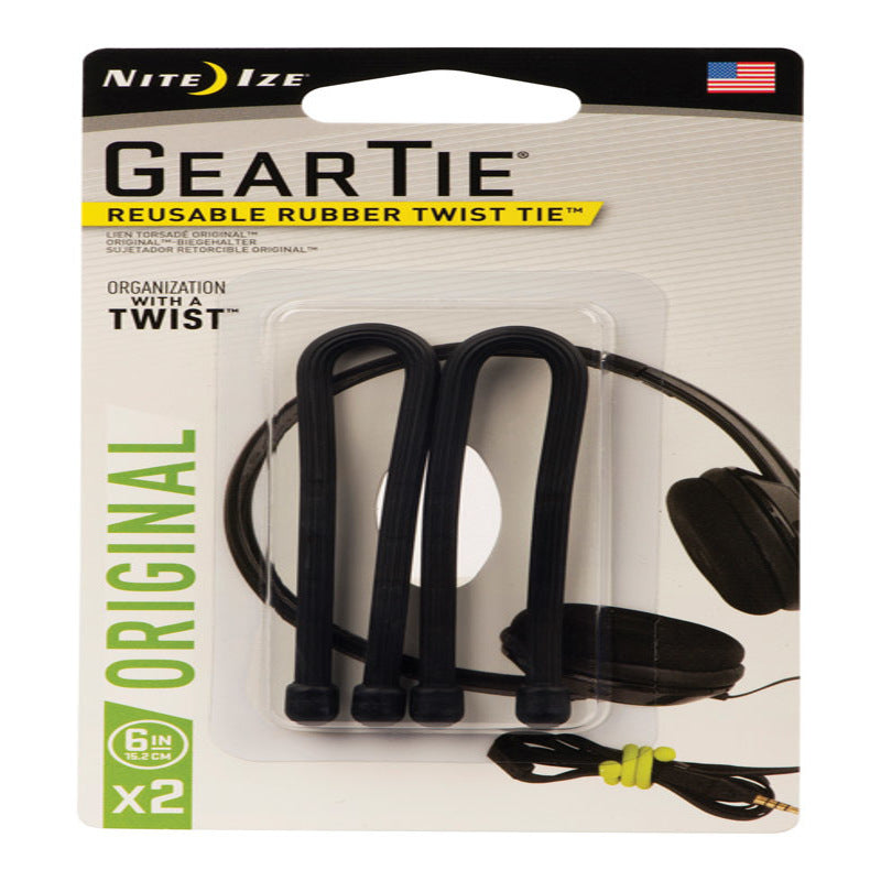 GEAR TIE 6″ BLACK 2 PK Sale