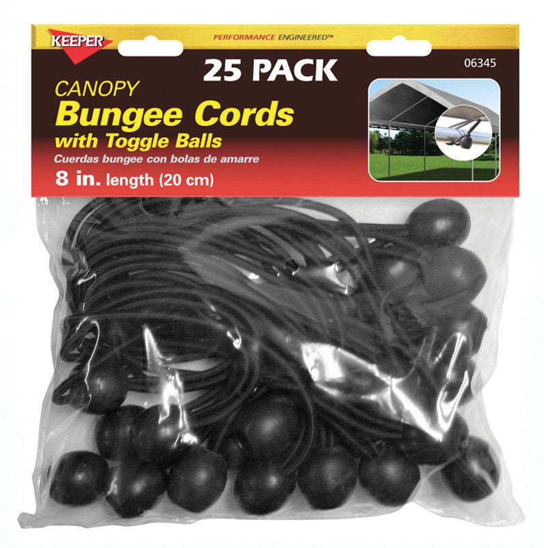 BUNGEE W/BALL BLK 8″25PK Hot on Sale