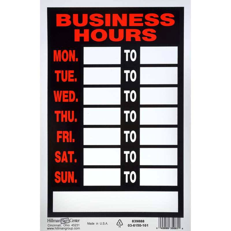 BUSINESS HOUR SIGN 12X8″ Online Sale
